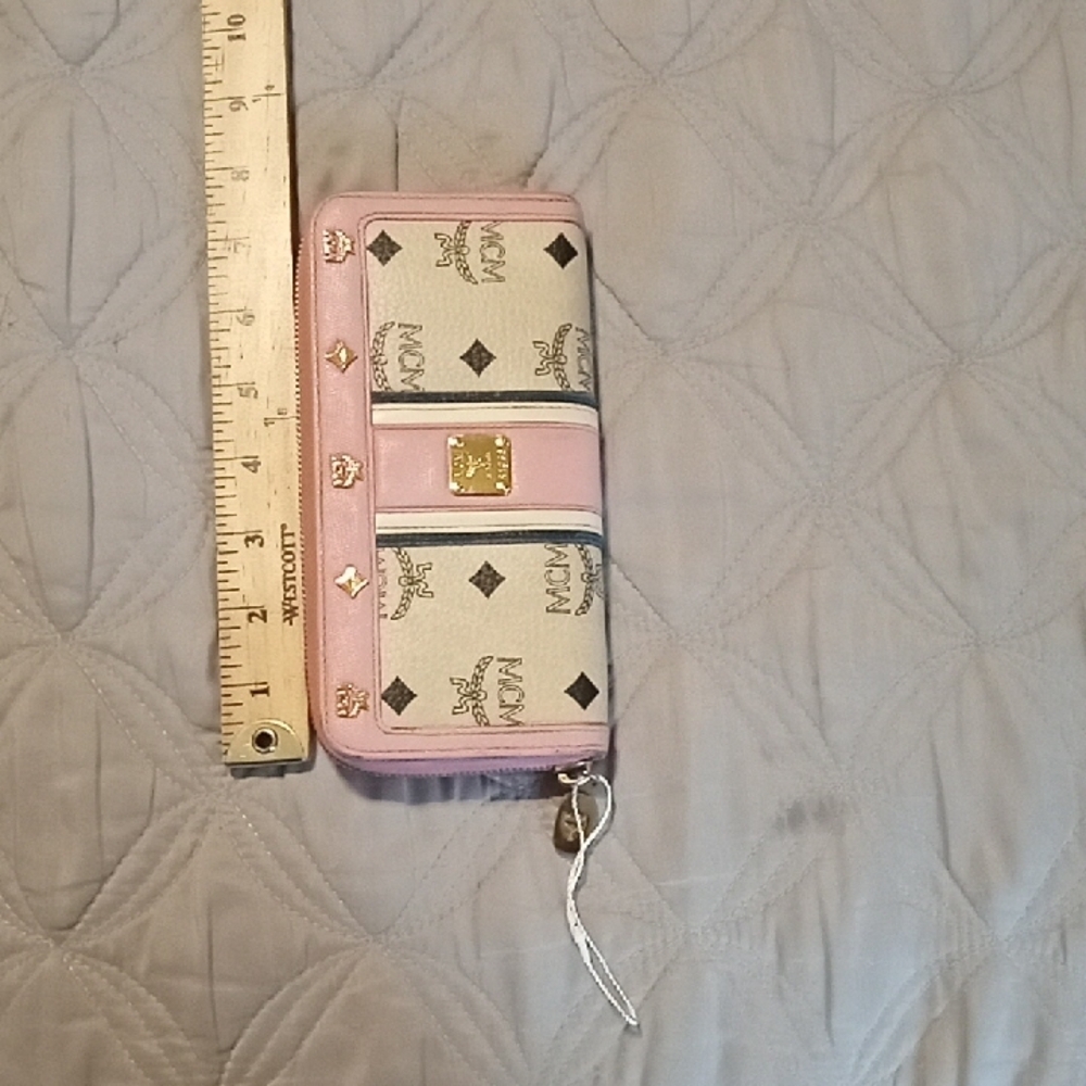 MCM Pink and cream Wallet with Gold Accents